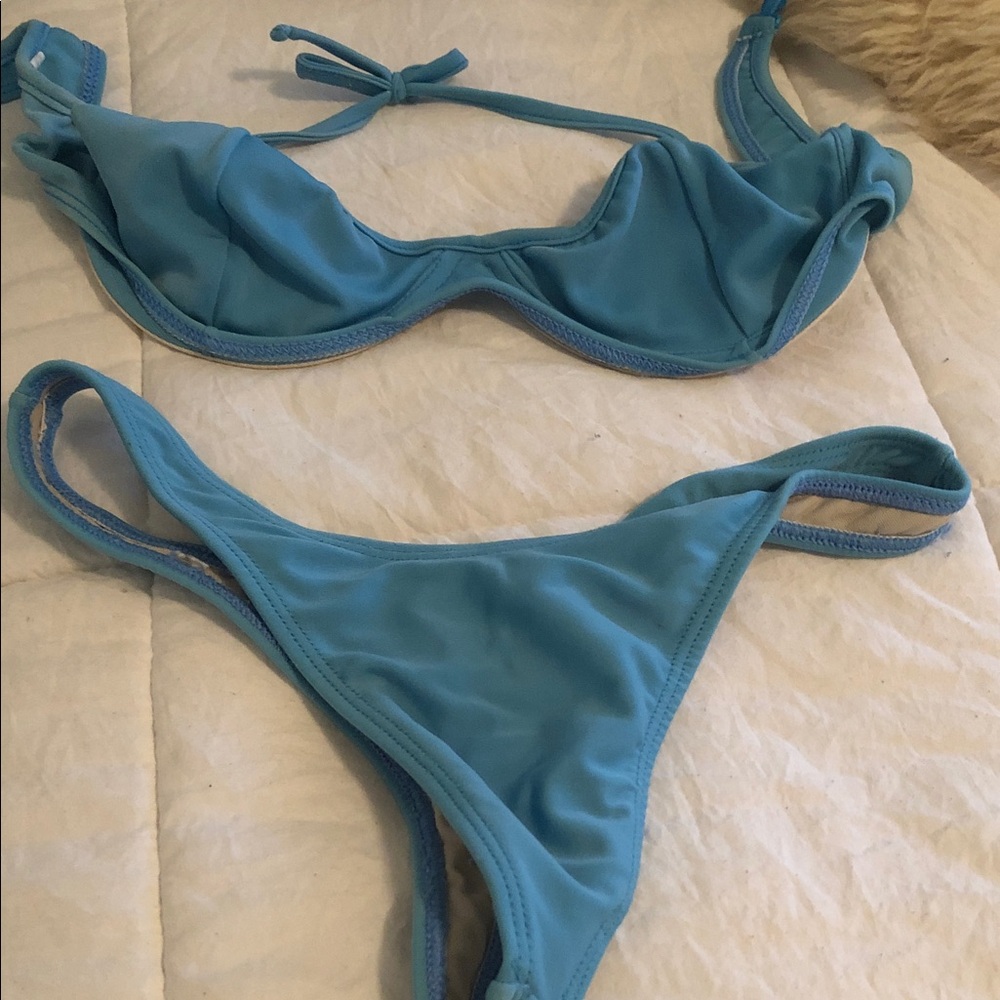 Light Blue Underwire Tie-Back Bikini Set